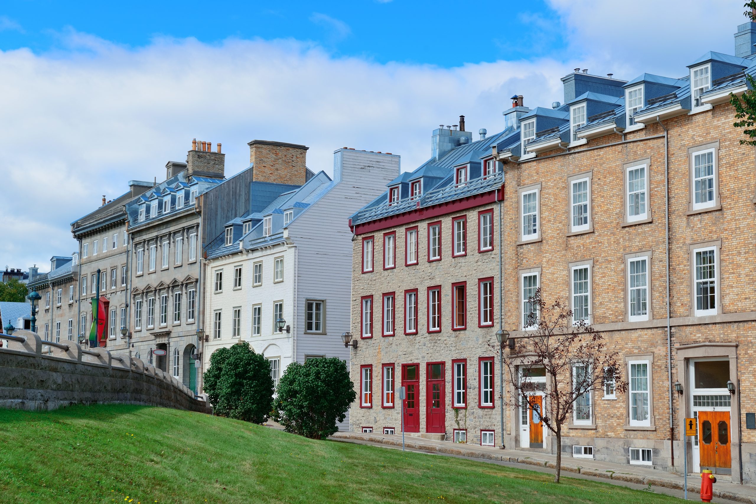 Colorful old buildings in Quebec City street